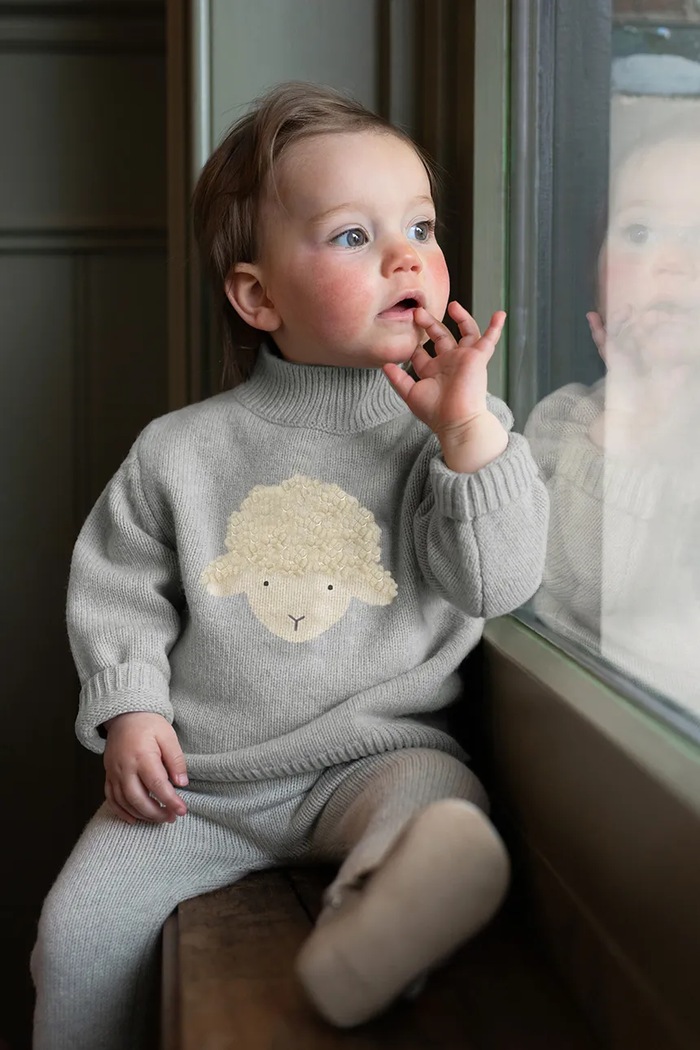 Μάλλινο πουλόβερ για μωρά Donsje Denn Merino Wool Sweater Lammy μαλλί γκρί 4083504.56.92