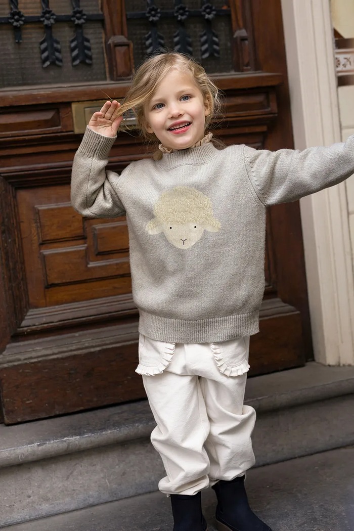 Μάλλινο πουλόβερ για μωρά Donsje Denn Merino Wool Sweater Lammy 4083504.56.92 γκρί