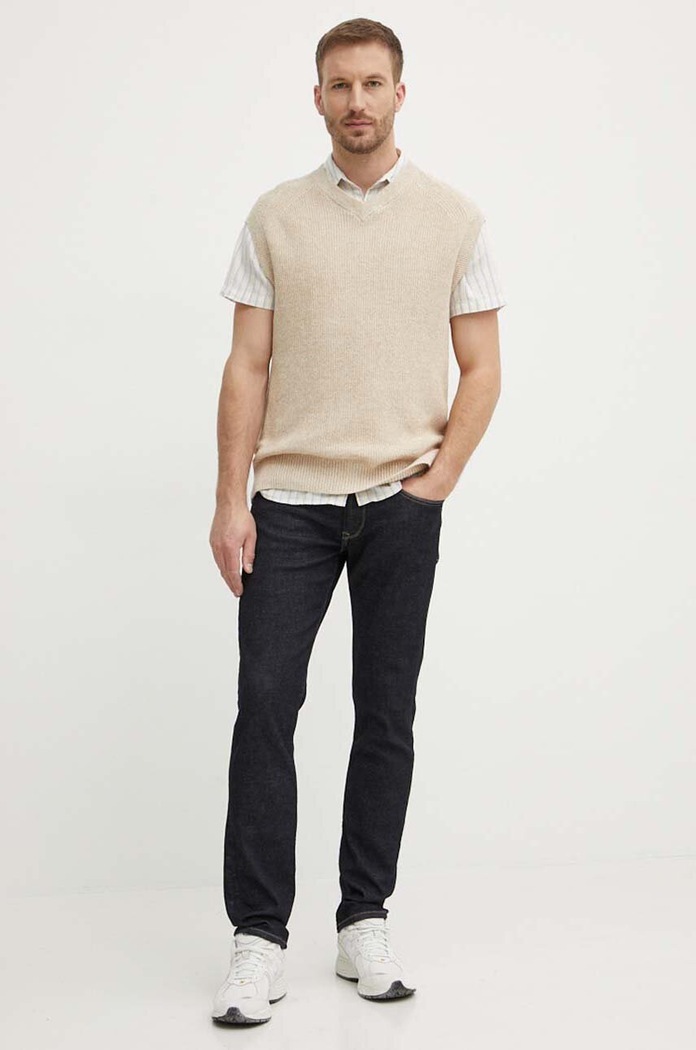 Ľanová vesta Calvin Klein K10K113494 béžová AW24