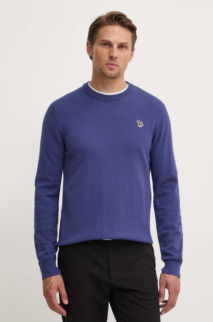 Bavlněný svetr PS Paul Smith kulatý modrá M2R.200YZ.L21858
