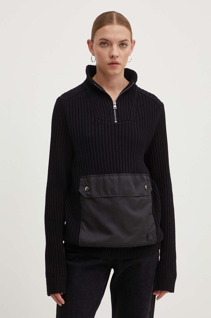 Bavlněný svetr HUGO 50516618 černá AW24