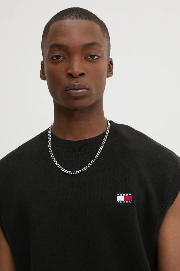 Tommy Jeans kamizelka bawełniana czarny DM0DM19194