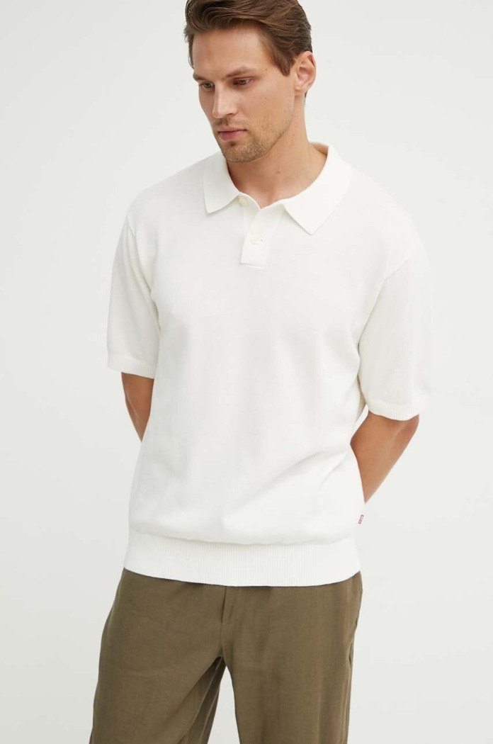 Pamučna polo majica Levi's bez uzorka bež A7294
