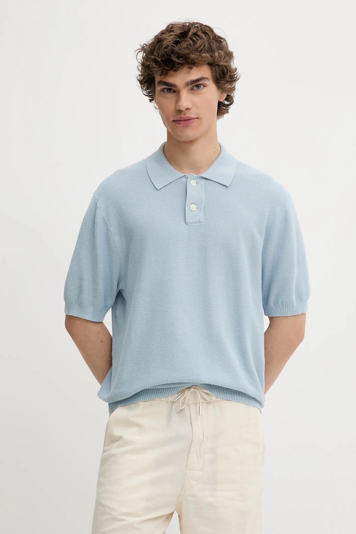 Памучна тениска с яка Levi's син A7294