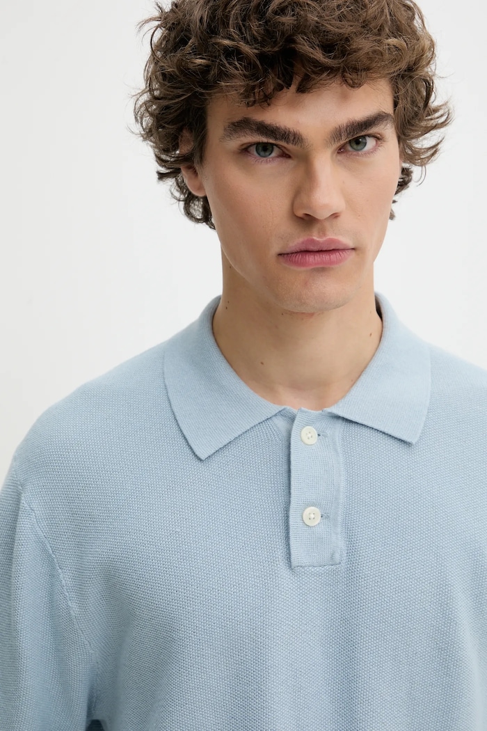 Памучна тениска с яка Levi's син A7294