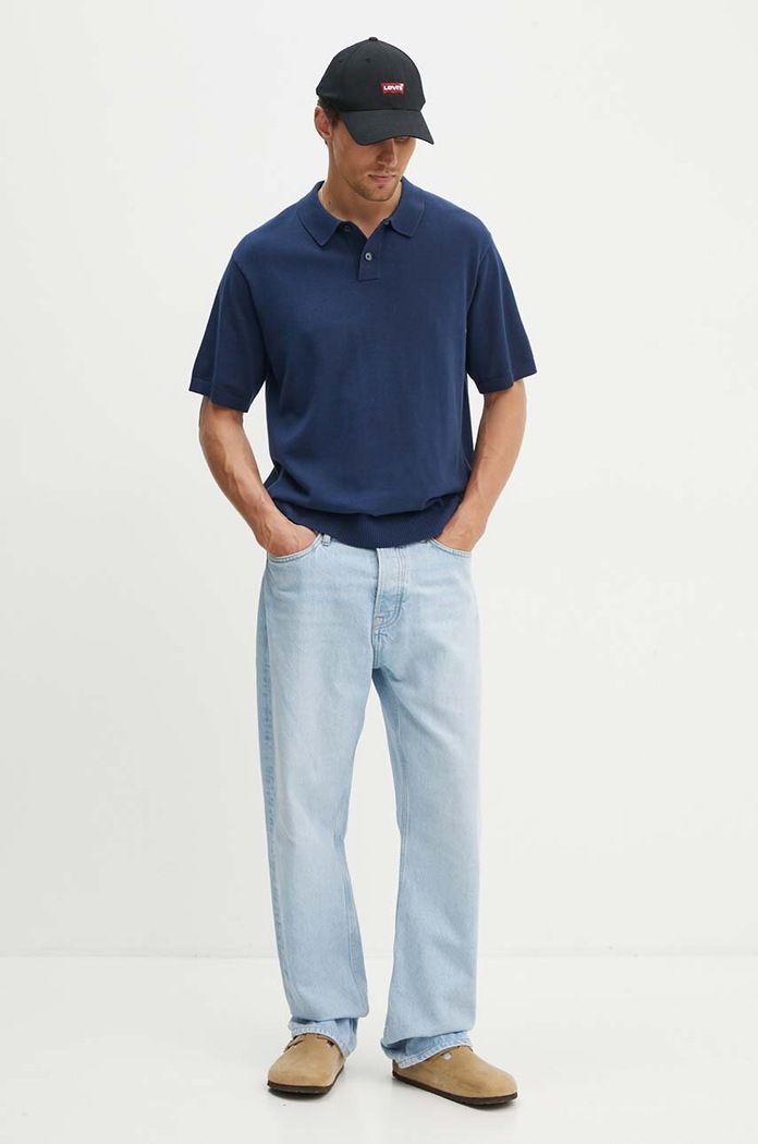 Bombažen polo Levi's A7294 mornarsko modra SS25