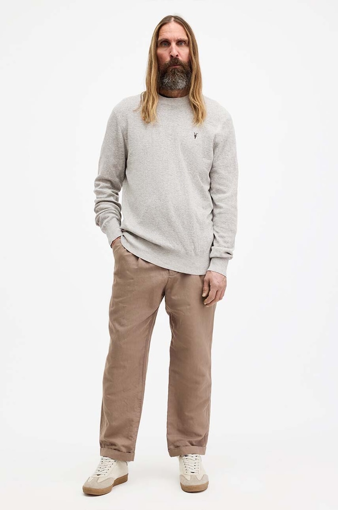 Bavlnený sveter AllSaints AUBREY CREW sivá M019KA