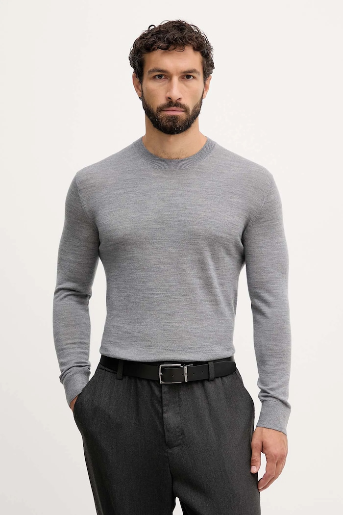 United Colors of Benetton sweter wełniany okrągły szary 11AHU1056
