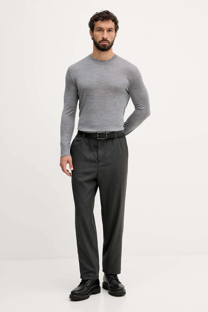 United Colors of Benetton sweter wełniany 11AHU1056 szary AW25