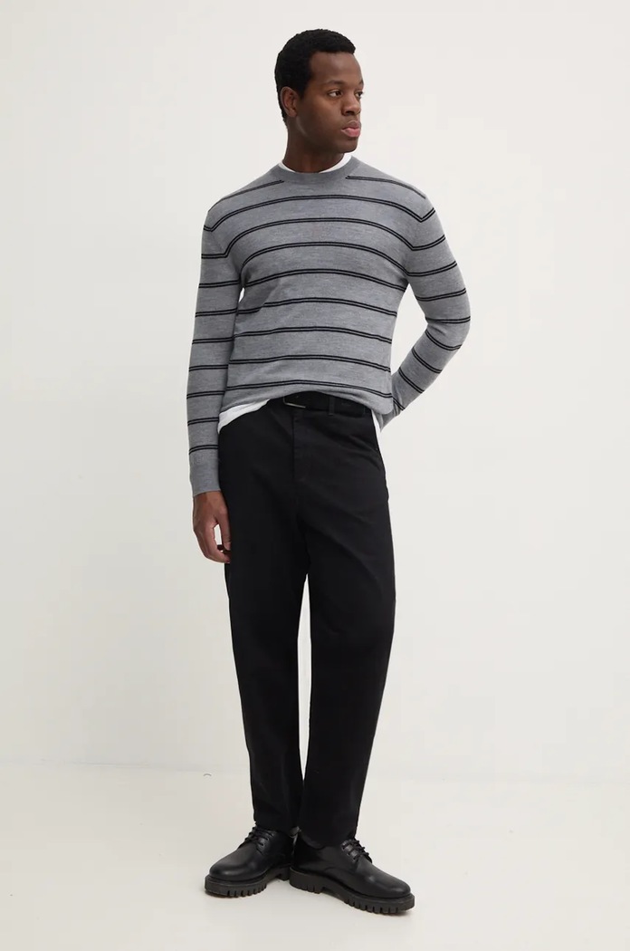 United Colors of Benetton sweter wełniany 11AHK107L szary AW24