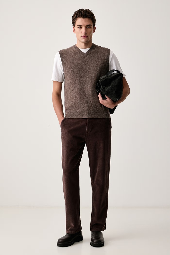 United Colors of Benetton Vestă pentru bărbați din lână 1002U400L maro AW25