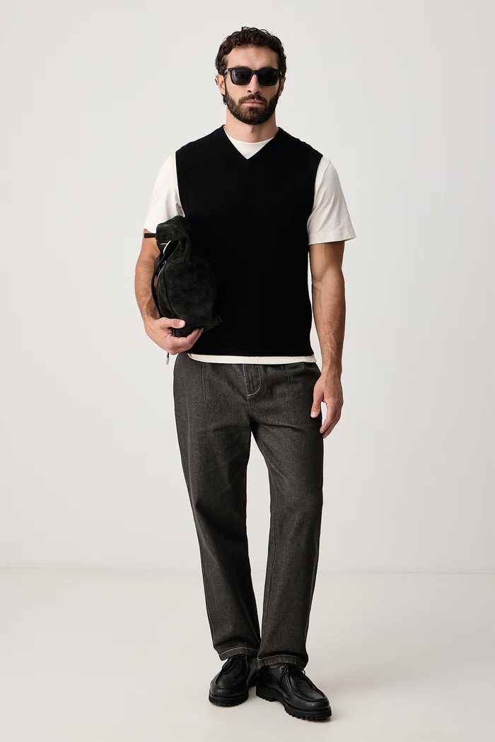 United Colors of Benetton Kamizelka męska wełniana 1002U400L czarny AW25