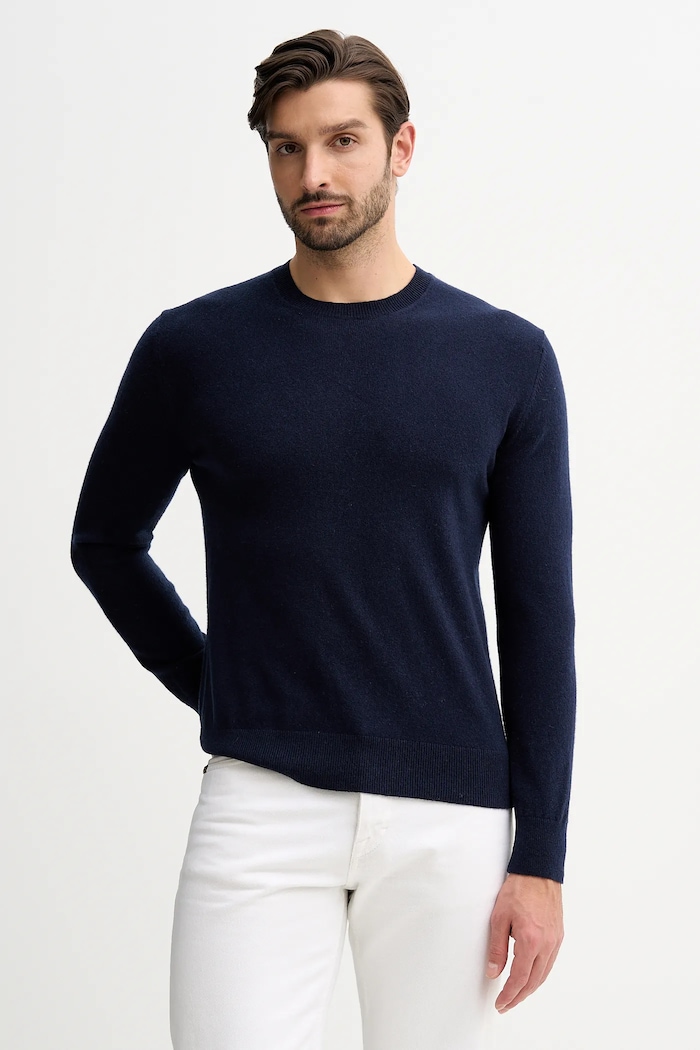 Kašmírový svetr United Colors of Benetton námořnická modř 1033U105S