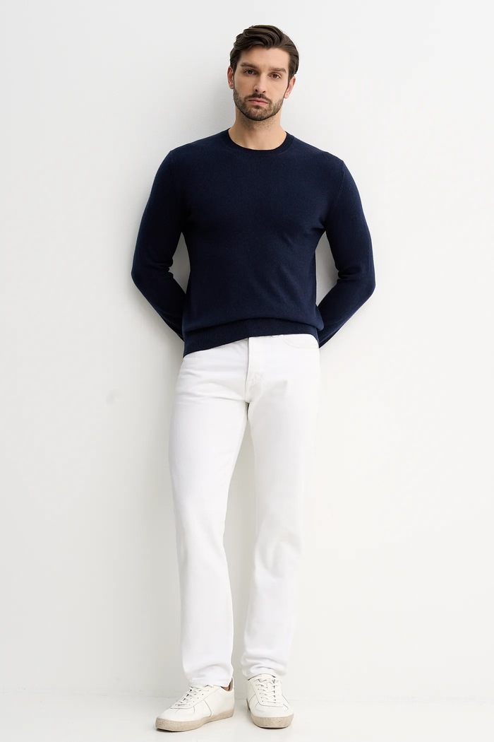 Kašmírový svetr United Colors of Benetton 1033U105S námořnická modř AW25