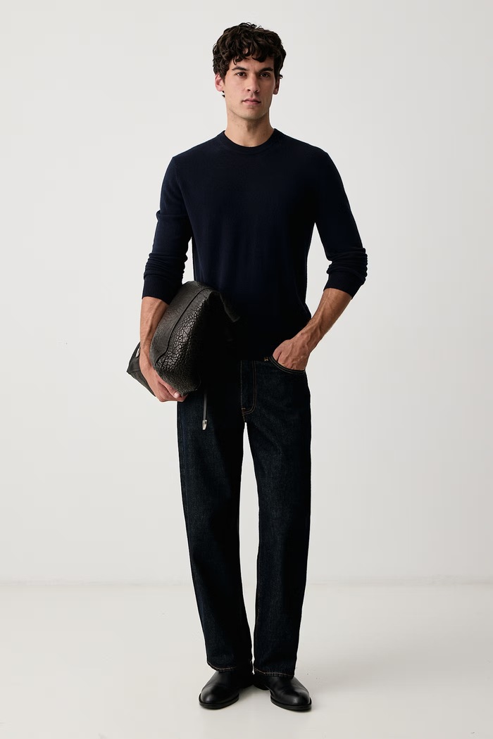 United Colors of Benetton Sweter męski wełniany 1002U1G34 granatowy AW25