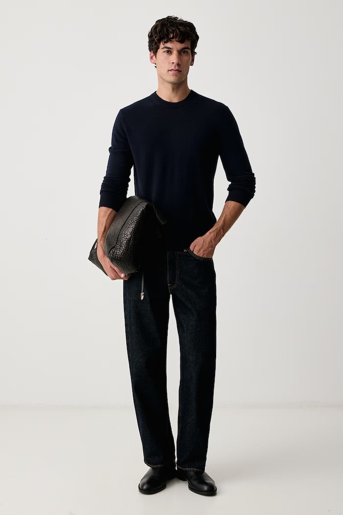United Colors of Benetton Sweter męski wełniany 1002U1G34 granatowy AW25