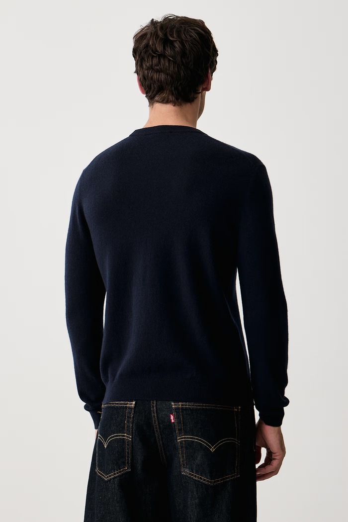 Odzież United Colors of Benetton Sweter męski wełniany 1002U1G34 granatowy