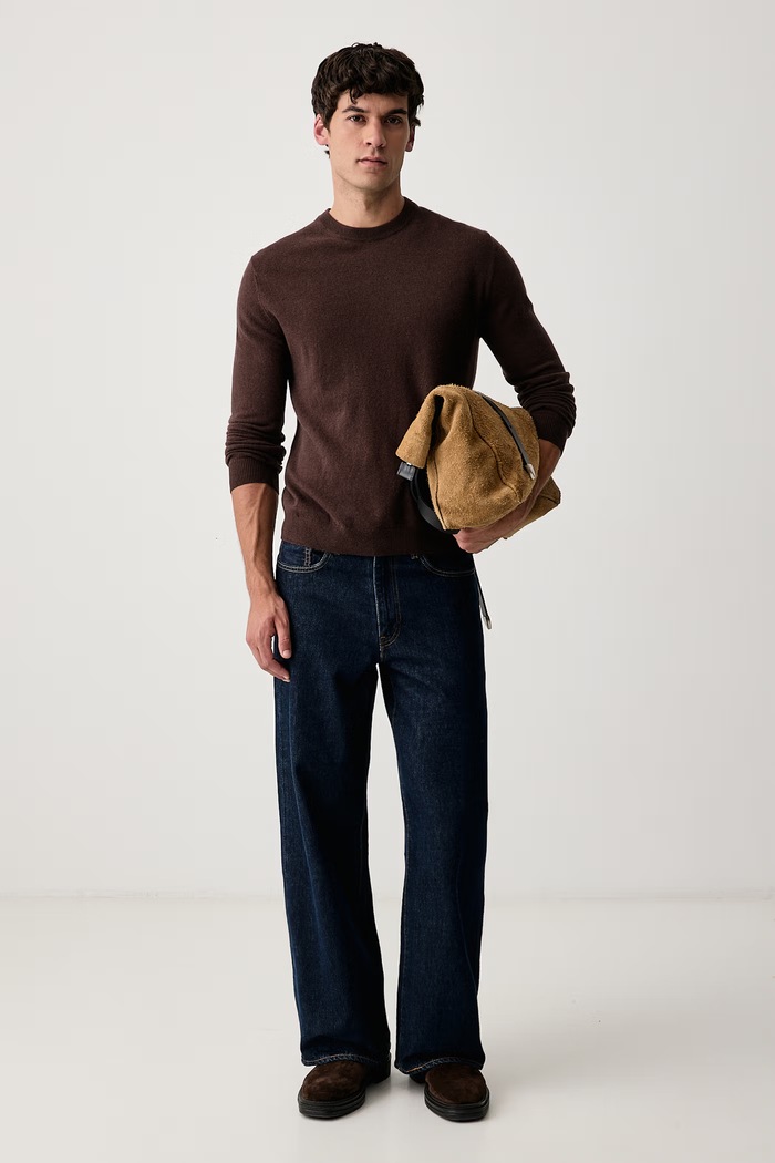 United Colors of Benetton Sweter męski wełniany 1002U1G34 brązowy AW25