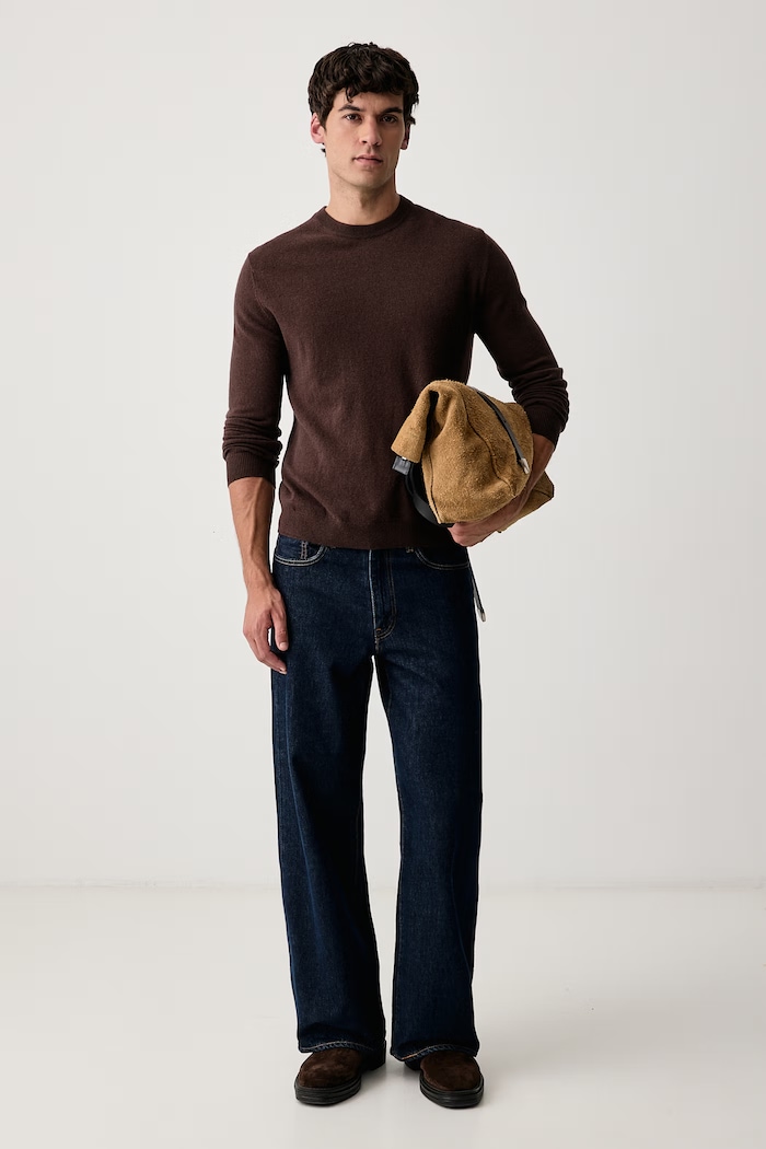 United Colors of Benetton Sweter męski wełniany 1002U1G34 brązowy AW25