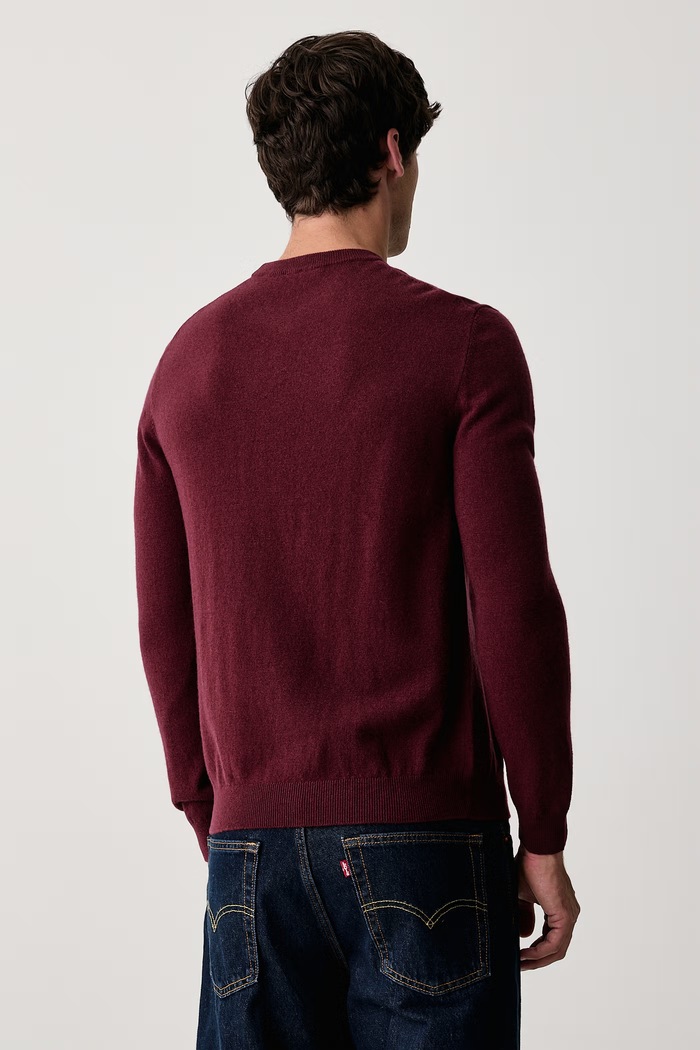 Odzież United Colors of Benetton Sweter męski wełniany 1002U1G34 bordowy
