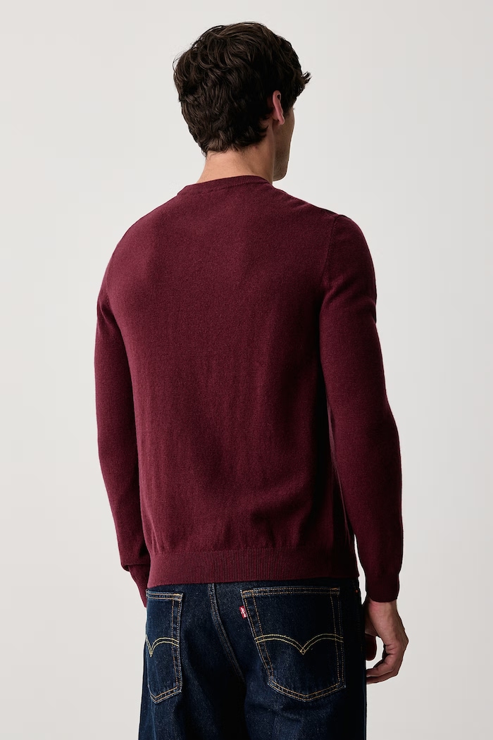 Odzież United Colors of Benetton Sweter męski wełniany 1002U1G34 bordowy