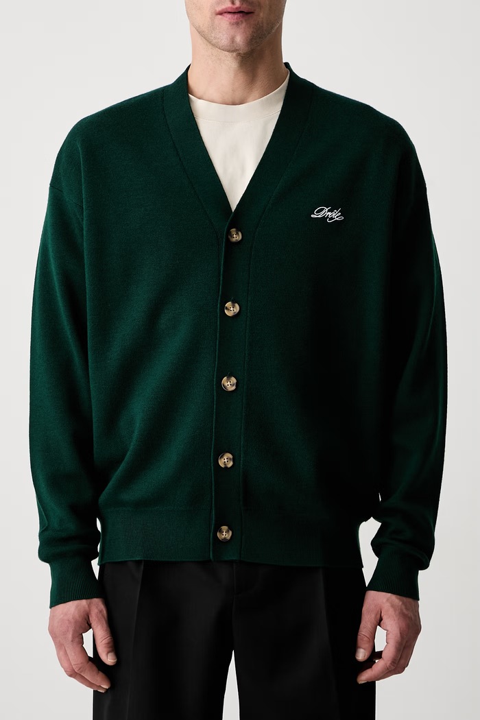 Drôle de Monsieur Le Cardigan Drôle kardigan wełniany męski zielony PERM.CA123.WO007.DGN