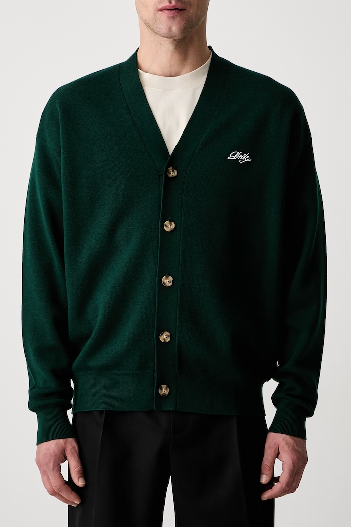 Drôle de Monsieur Le Cardigan Drôle kardigan wełniany męski zielony PERM.CA123.WO007.DGN