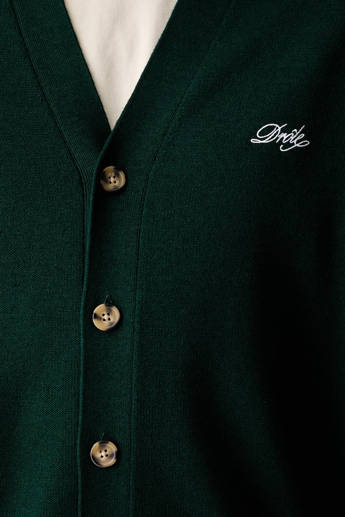 Drôle de Monsieur Le Cardigan Drôle kardigan wełniany męski PERM.CA123.WO007.DGN zielony