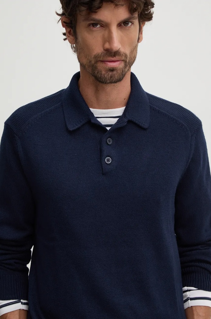 Sveter s prímesou vlny Armani Exchange Armani Exchange 6DZF1A.ZM1LZ tmavomodrá