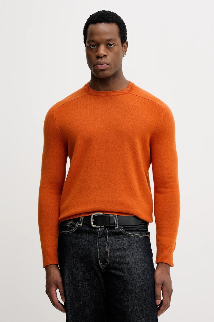 United Colors of Benetton sweter wełniany okrągły pomarańczowy 1006U108W