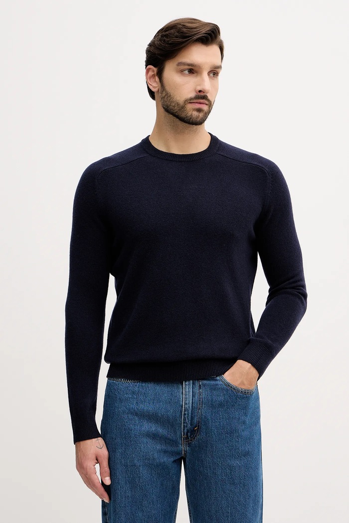 United Colors of Benetton sweter wełniany granatowy 1006U108W