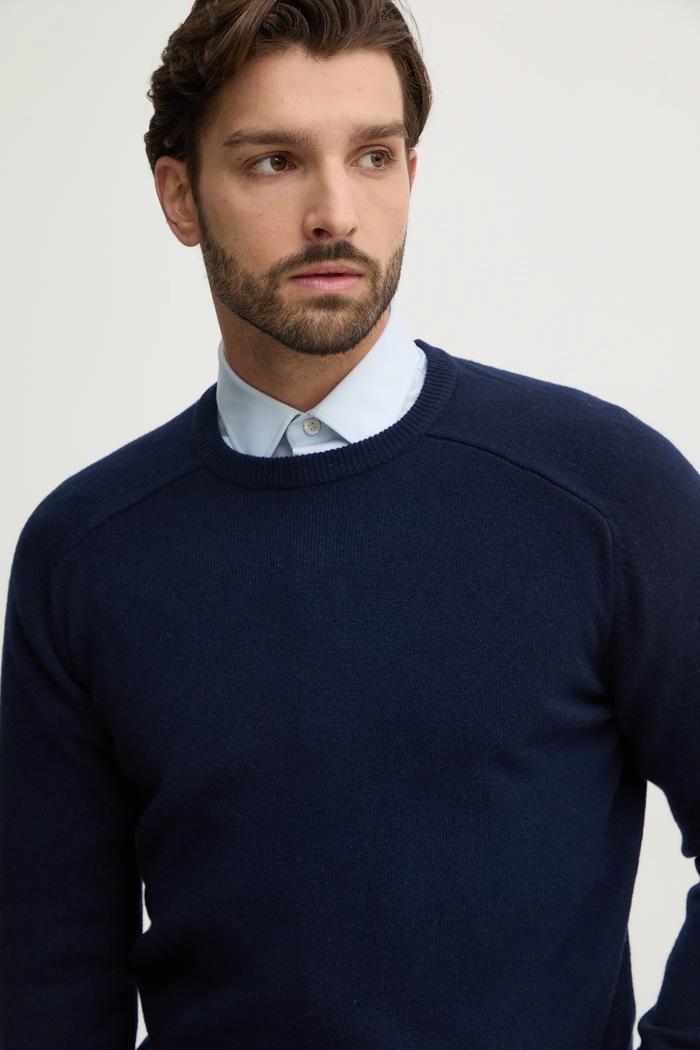 United Colors of Benetton sweter wełniany granatowy 1006U108W