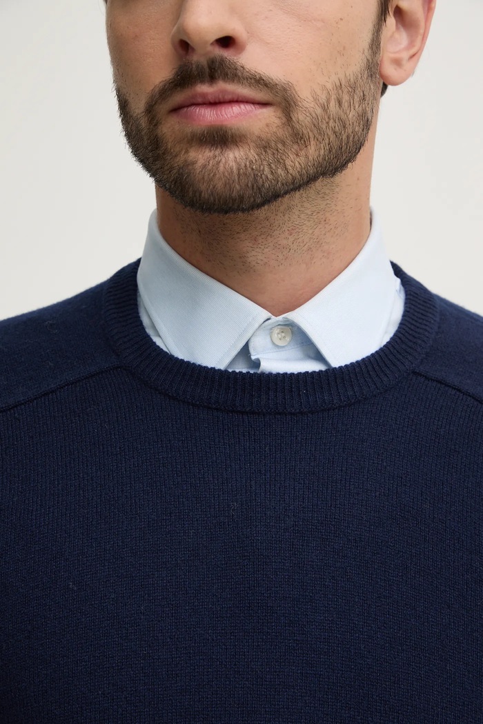 United Colors of Benetton sweter wełniany 1006U108W granatowy