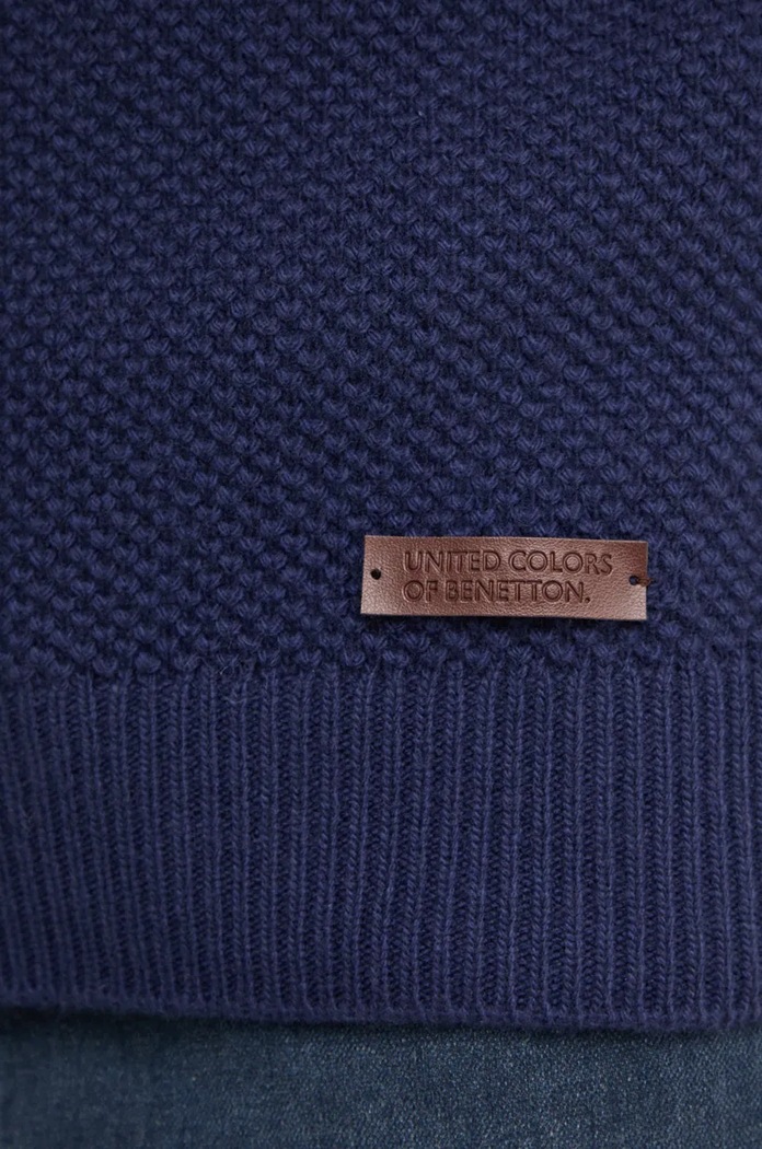 Vlnený sveter United Colors of Benetton 1344U108H tmavomodrá