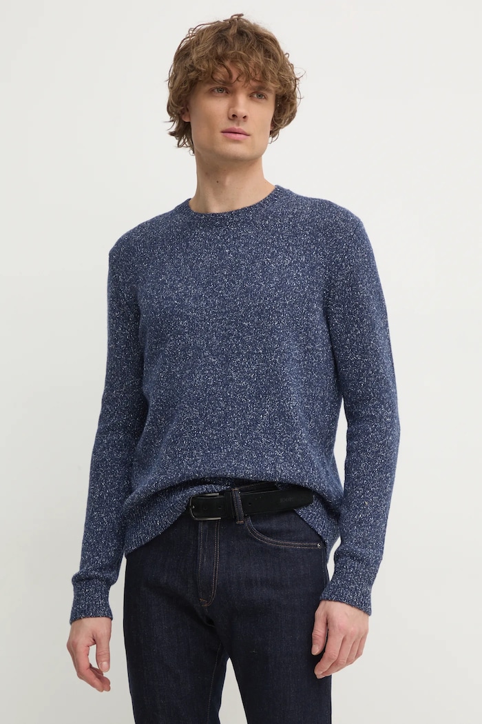 United Colors of Benetton sweter wełna granatowy 1VZBU109G