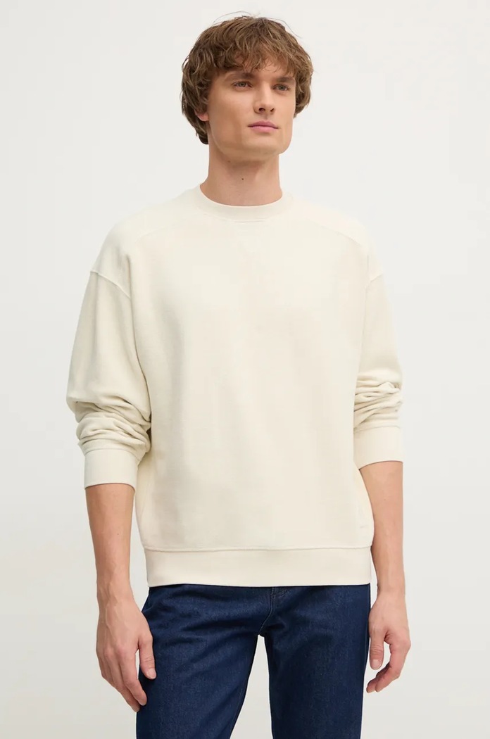 United Colors of Benetton bluza bawełniana bawełna beżowy 3NMEU109T