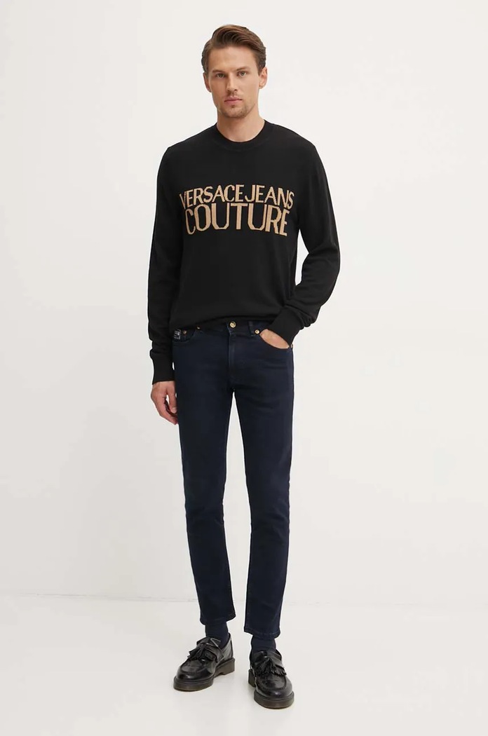 Volnen pulover Versace Jeans Couture 77GAFM01.CMH80 črna AW24