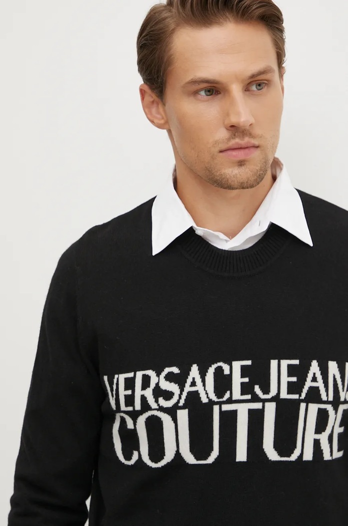 Versace Jeans Couture gyapjú pulóver fekete 77GAFM01.CMH80