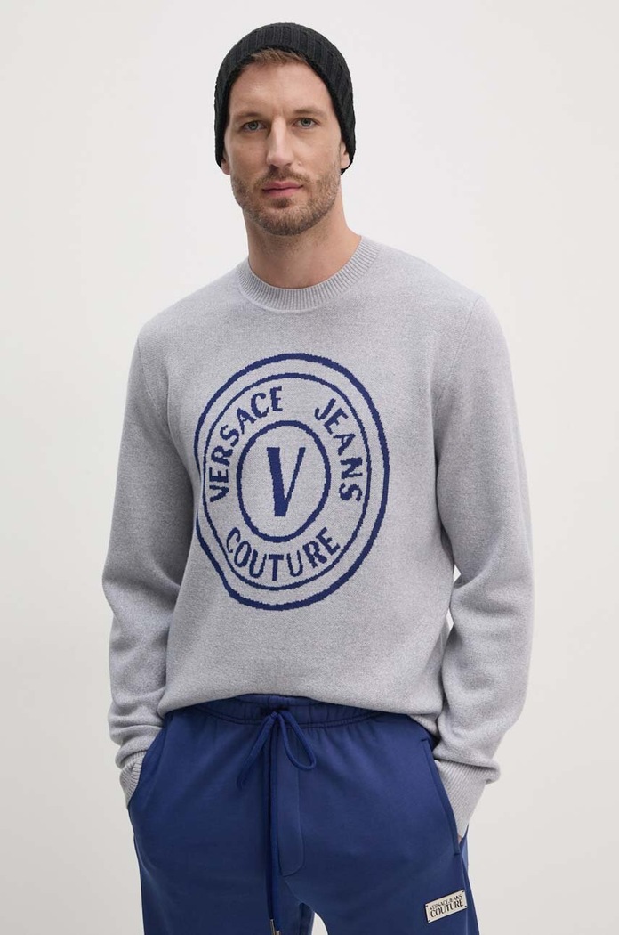 Versace Jeans Couture gyapjú pulóver gyapjú szürke 77GAFM02.CMH42