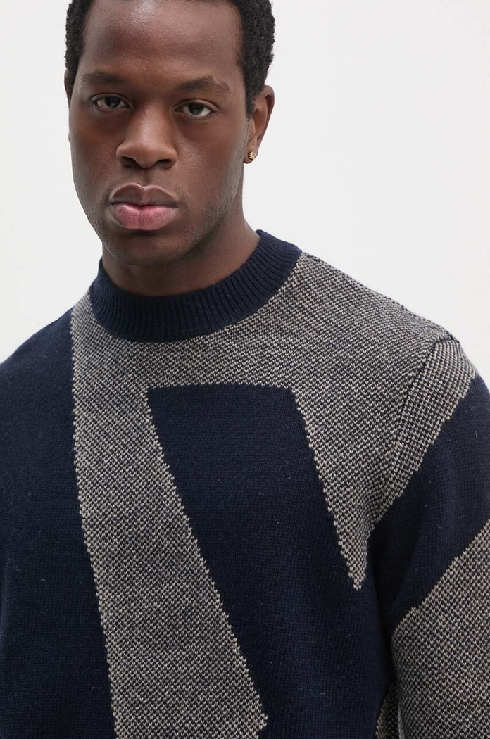 Armani Exchange sweter wełniany granatowy 6DZM2Q.ZM4QZ