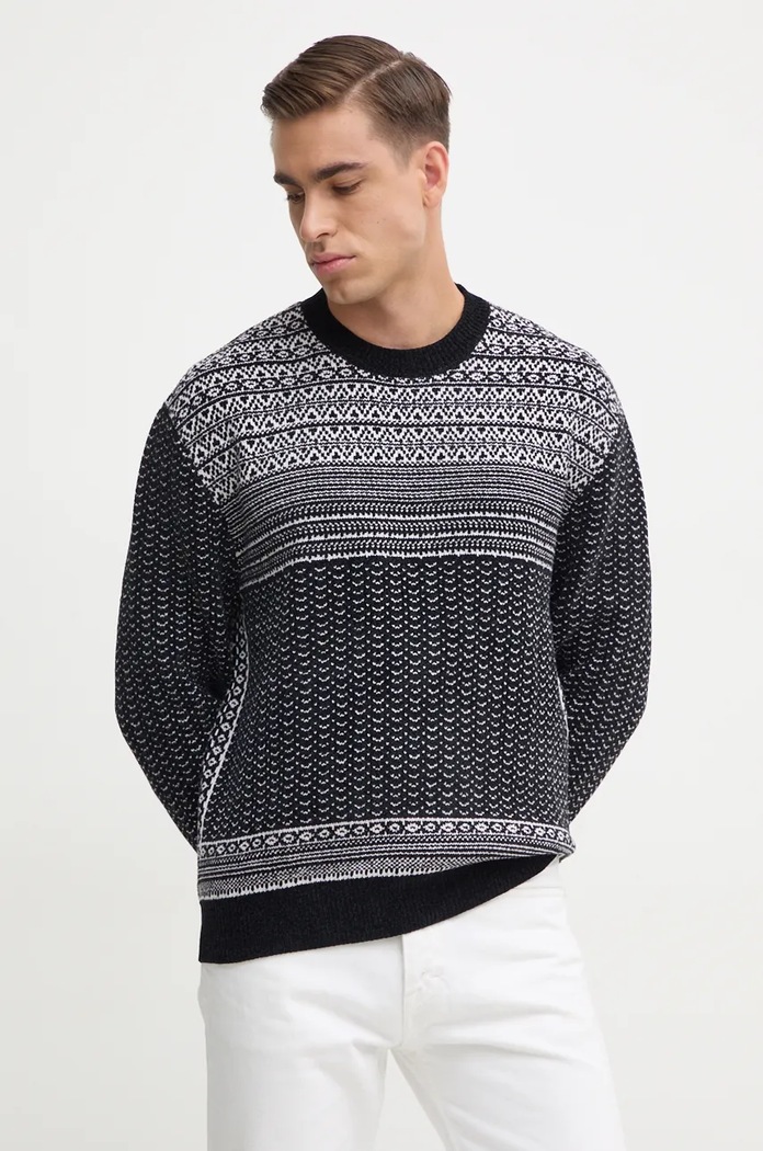 Armani Exchange gyapjúkeverék pulóver fekete XM000028.AF10351