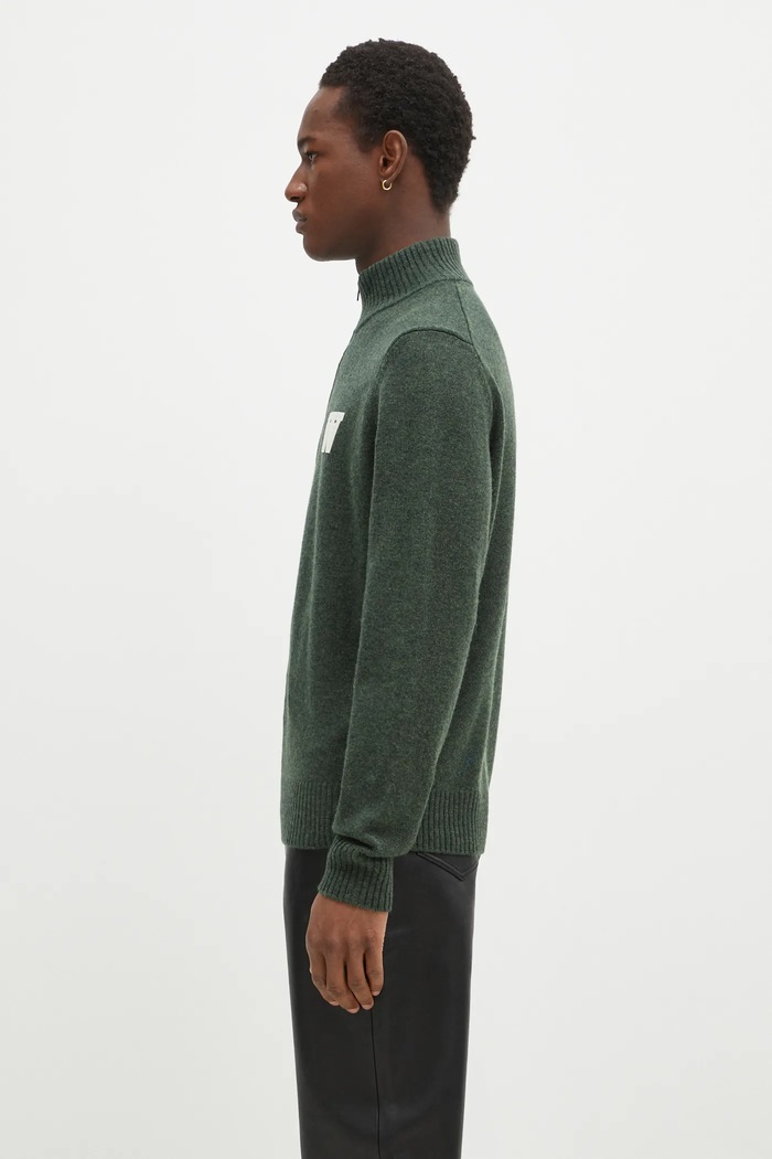 Vuneni pulover Wood Wood Blu AA CS Halfzip 10325502.4159 zelena AW24
