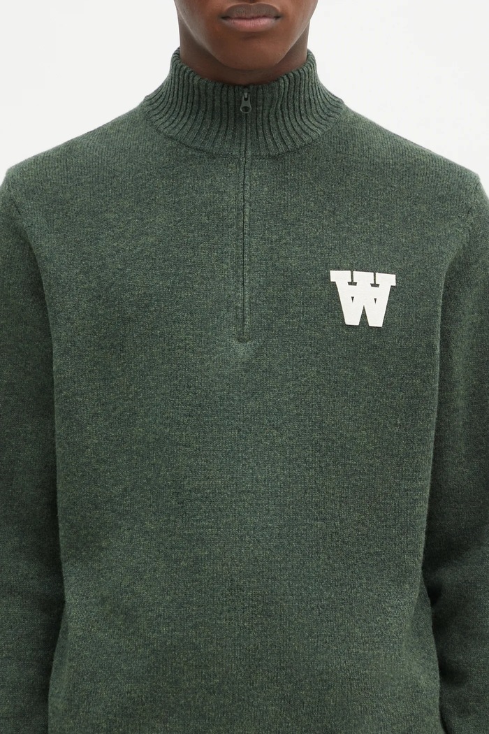 Vuneni pulover Wood Wood Blu AA CS Halfzip zelena 10325502.4159