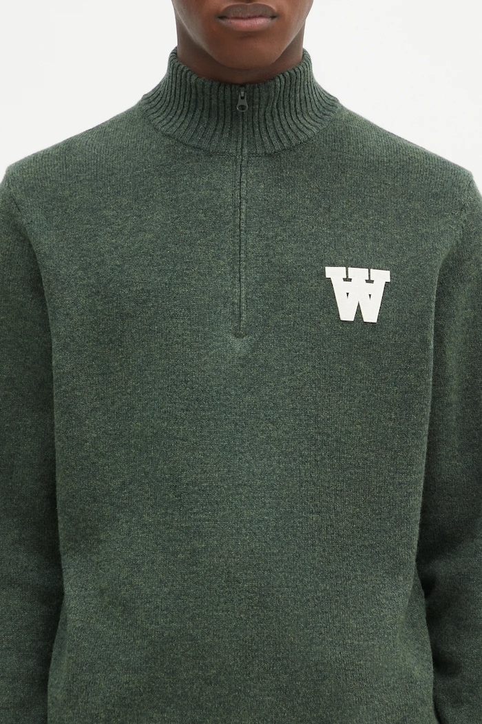 Vuneni pulover Wood Wood Blu AA CS Halfzip zelena 10325502.4159