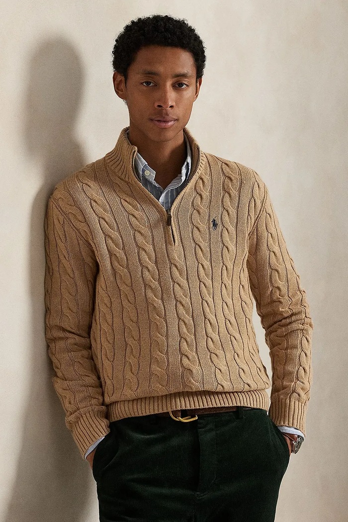 Polo Ralph Lauren pulover de bumbac grosime medie bej 710810841
