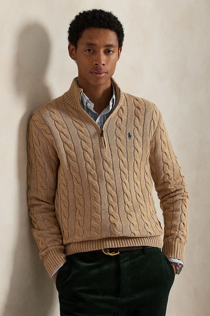 Polo Ralph Lauren pulover de bumbac grosime medie bej 710810841