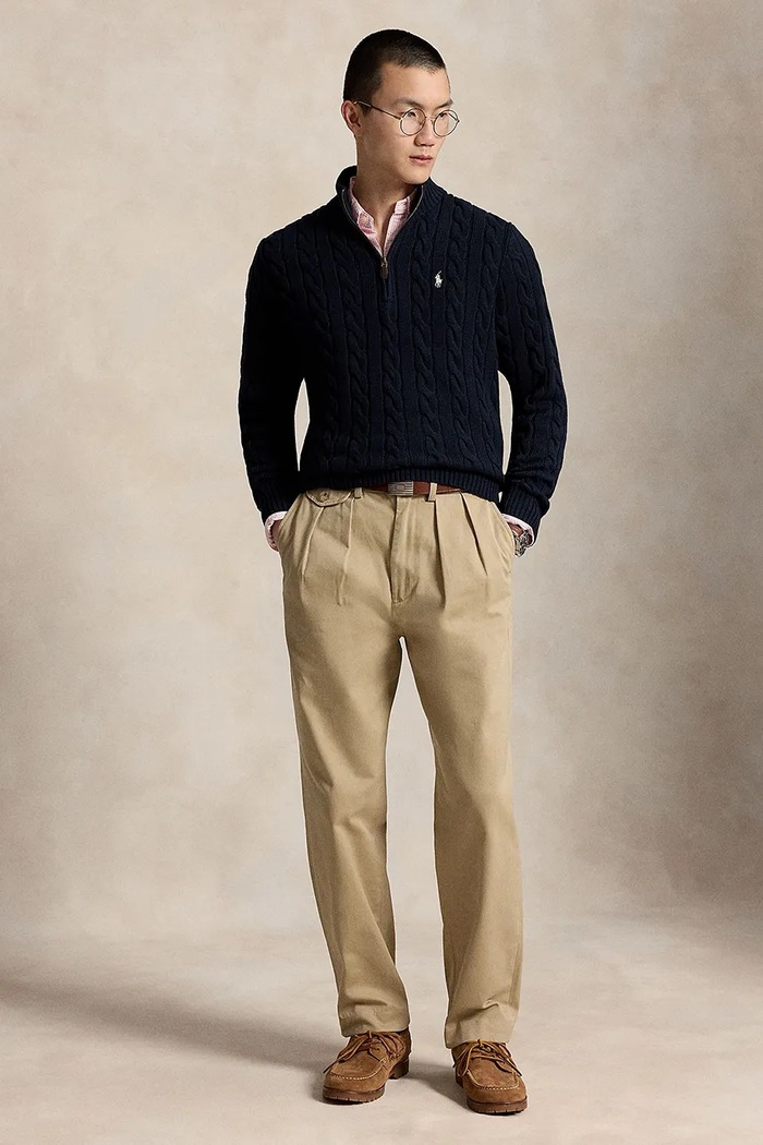 Odzież Polo Ralph Lauren Sweter męski bawełniany 710810841 granatowy