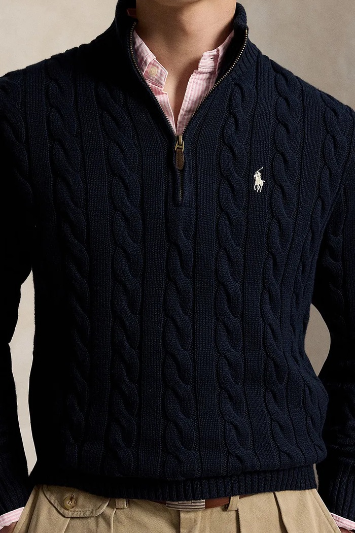 Sweter męski bawełniany Polo Ralph Lauren 710810841 granatowy