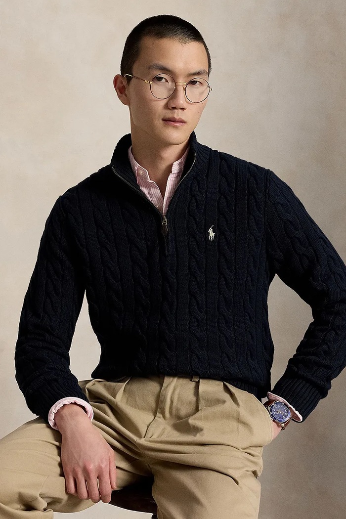 Sweter męski bawełniany Polo Ralph Lauren granatowy 710810841