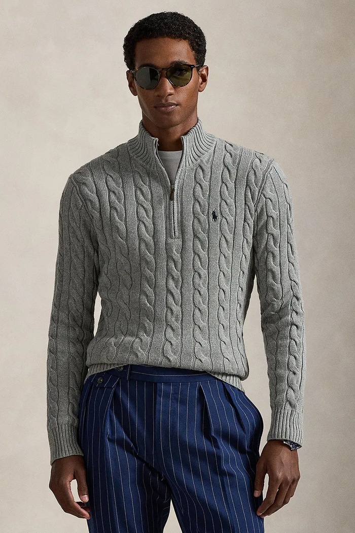 Polo Ralph Lauren pulover de bumbac grosime medie gri 710810841